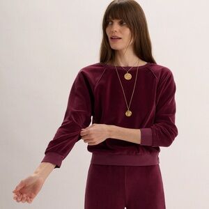 SUZIE KONDI DROP SHOULDER CROP CREW TOP VELOUR